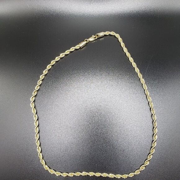 GOLD ROPE CHAIN TWISTED DESIGN NECKLACE 18" 3mm Gold rope chain - Picture 4 of 7